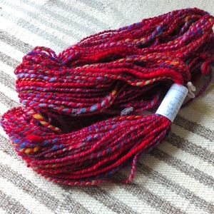 Red wool/mohair hand dyed hand spun yarn